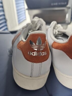 adidas White Leather Sneakers with Rust Suede Heel Tab